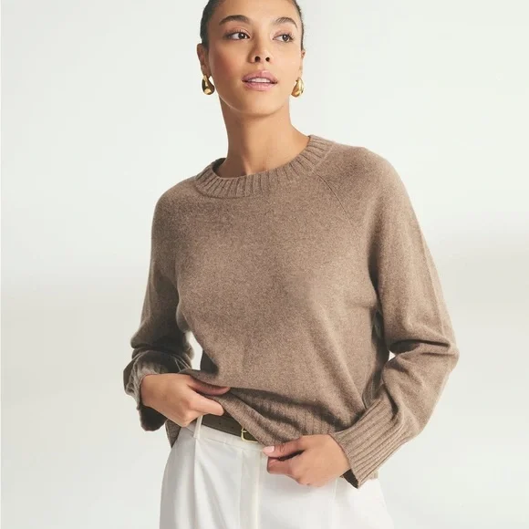 Naadam Signature Cashmere Raglan Crewneck Sweater, Size Small - Picture 2 of 11